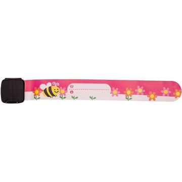 TROLI ROZE IDENTIFICATIE ARMBAND MET BIJ EN BLOEMETJES 1 STUK