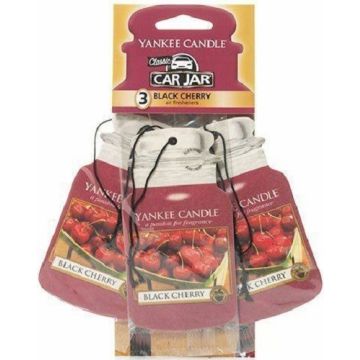 YANKEE CANDLE BLACK CHERRY CAR JAR AUTOLUCHTVERFRISSER 3 X 10 GRAM