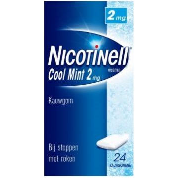 NICOTINELL COOL MINT 2 MG KAUWGOM BIJ STOPPEN MET ROKEN DOOSJE 24 STUKS (THT 04/2025)