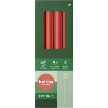 BOLSIUS ESSENTIAL 230 X 20 MM DINERKAARS (ROOD) 8 STUKS