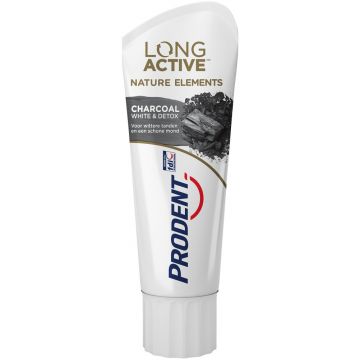 PRODENT LONG ACTIVE CHARCOAL WHITE & DETOX TANDPASTA TUBE 75 ML