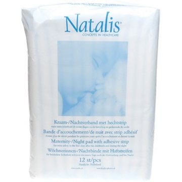 NATALIS KRAAM-/NACHTVERBAND MET HECHTSTRIP PAK 12 STUKS