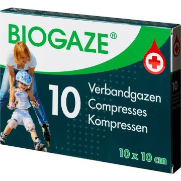 BIOGAZE VERBANDGAZEN 10 X 10 CM DOOSJE 10 STUKS