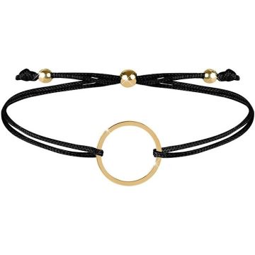 TROLI ZWARTE KOORD ARMBAND MET GOUDEN RING 1 STUK