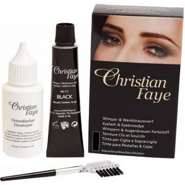 CHRISTIAN FAYE BLACK EYELASH & EYEBROW DYE WIMPER & WENKBRAUWVERF SET 1 STUK