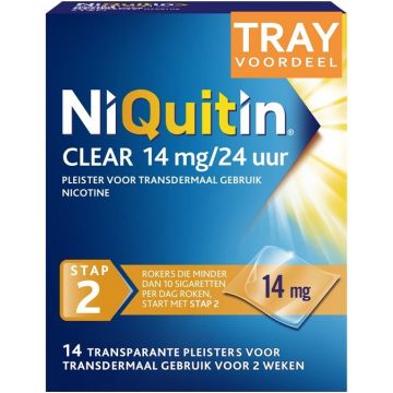 NIQUITIN CLEAR 14 MG NICOTINE PLEISTERS TRAY 24 X 14 STUKS