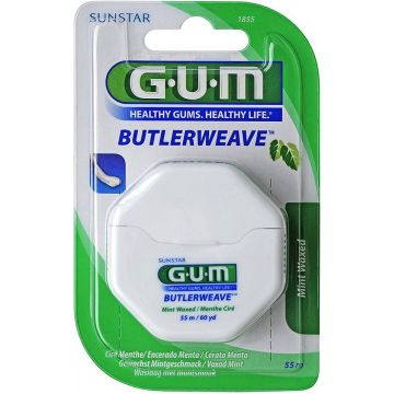 GUM BUTLERWEAVE MINT WAXED FLOSDRAAD 55 METER PAK 1 STUK