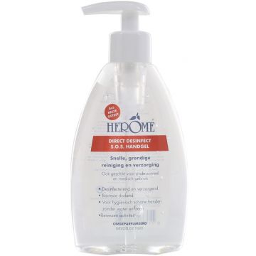 HEROME DIRECT DESINFECT (HEROME) DIRECT DESINFECT S.O.S. HANDGEL ONGEPARFUMEERD FLACON 200 ML