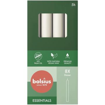 BOLSIUS ESSENTIAL 170 X 20 MM DINERKAARS (WIT) 8 STUKS