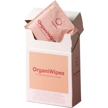 ORGANICUP ORGANIWIPES CLEANING WIPES FOR MENSTRUAL CUPS DOOSJE 10 STUKS (DOOSJE BESCHADIGD)