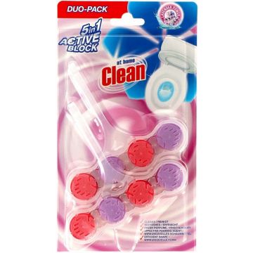 AT HOME CLEAN LAVENDER POWER 5 IN 1 TOILETBLOK 2 STUKS