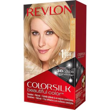 REVLON COLORSILK BEAUTIFUL COLOR (REVLON) BEAUTIFUL COLOR 80 LIGHT ASH BLONDE HAIR COLOR HAARVERF PAKJE 1 STUK