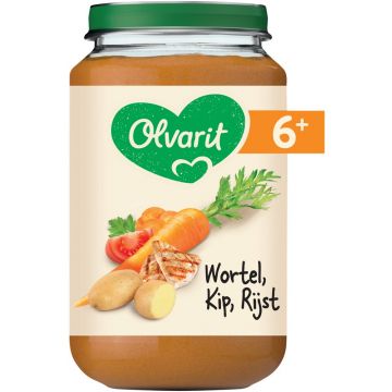 OLVARIT 6+ MAANDEN WORTEL, KIP, RIJST BABYVOEDING POT 200 GRAM