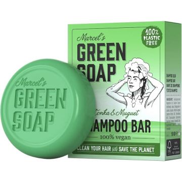 MARCEL'S GREEN SOAP TONKA & MUGUET SHAMPOO BAR DOOSJE 90 GRAM