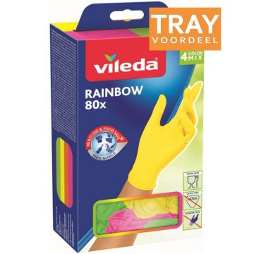 VILEDA RAINBOW MAAT M/L HANSCHOENEN TRAY 12 X 80 STUKS