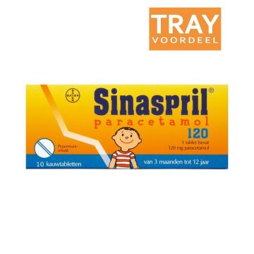 SINASPRIL PARACETAMOL 120 MG VAN 3 MAANDEN TOT 12 JAAR TABLETTEN TRAY 144 X 10 STUKS