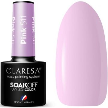 CLARESA COLOR SOAK OFF PINK 511 UV/LED GELLAK 5 GRAM