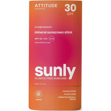 ATTITUDE SUNLY ORANGE BLOSSOM SPF 30 MINERAL SUNSCREEN STICK ZONNEBRAND STICK 60 GRAM