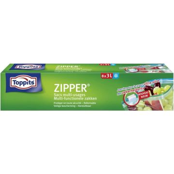 TOPPITS ZIPPER 3 LITER MULTI-FUNCTIONELE HERSLUITBARE ZAKJES 8 STUKS