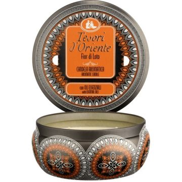 TESORI D'ORIENTE FIOR DI LOTO (TESORI D'ORIENTE) FIOR DI LOTO AROMATIC CANDLE GEURKAARS POT 200 GRAM