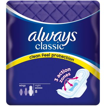 ALWAYS CLASSIC (ALWAYS) CLASSIC NIGHT WINGS MAANDVERBAND PAK 8 STUKS