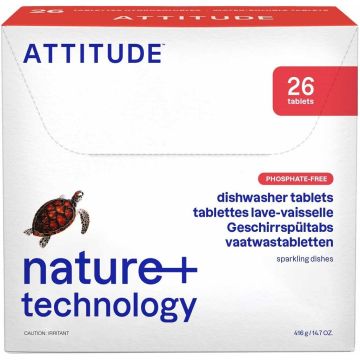 ATTITUDE NATURE+ TECHNOLOGY PHOSPHATE-FREE DISHWASHER TABLETS VAATWASTABLETTEN 26 STUKS