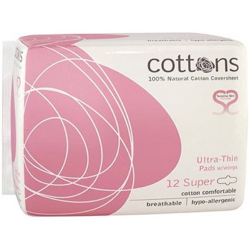 COTTONS SUPER ULTRA THIN PADS WITH WINGS MAANDVERBAND PAK 12 STUKS