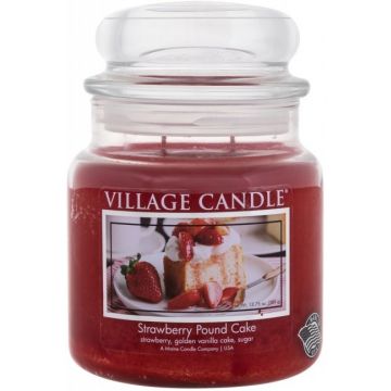 VILLAGE CANDLE STRAWBERRY POUND CAKE GEURKAARS POT 389 GRAM