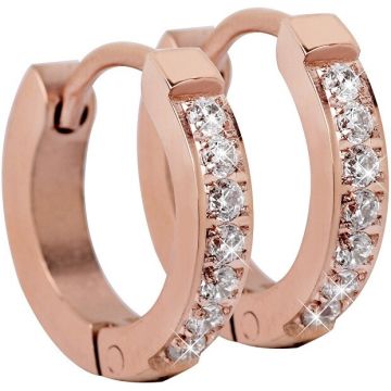 TROLI ROSEGOUDKLEURIGE OORRINGEN MET KRISTALLEN 1 PAAR