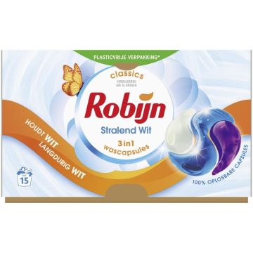 ROBIJN STRALEND WIT 3-IN-1 WASMIDDEL CAPSULES 15 STUKS