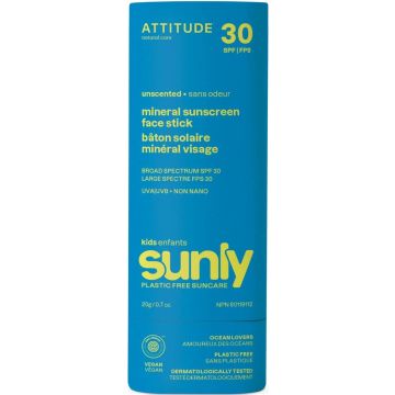 ATTITUDE SUNLY UNSCENTED SPF 30 KIDS MINERAL SUNSCREEN STICK ZONNEBRAND STICK 20 GRAM