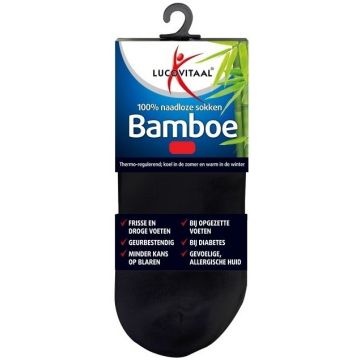 LUCOVITAAL BAMBOE ENKEL SOKKEN MAAT 43-46 ZWART 1 PAAR