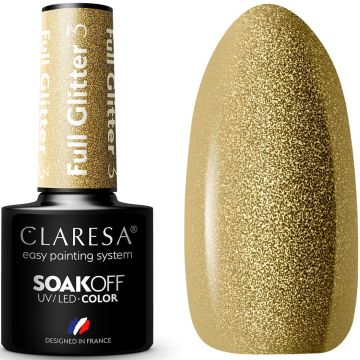 CLARESA COLOR SOAK OFF FULL GLITTER 03 UV/LED GELLAK 5 GRAM