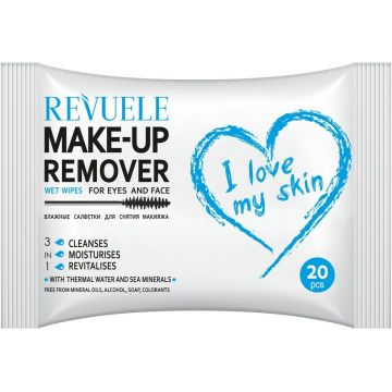 REVUELE THERMAL WATER AND SEA MINERALS MAKE-UP REMOVER WET WIPES REINIGINGSDOEKJES PAK 20 STUKS