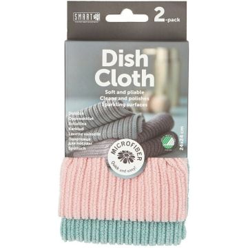 SMART MICROFIBER ROZE/TURQUOISE VAATDOEK 2 STUKS