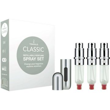 TRAVALO CLASSIC HD (TRAVALO) CLASSIC HD REFILLABLE PARFUM SPRAY SET SILVER PARFUMHULS SET 1 STUK