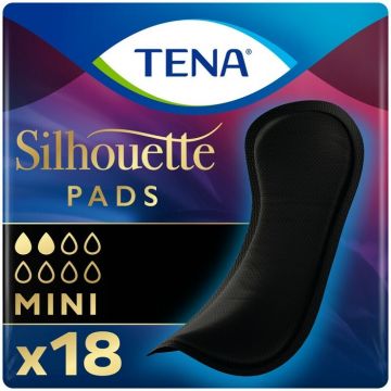 TENA LADY SILHOUETTE (TENA) SILHOUETTE PADS MINI BLACK INCONTINENTIEVERBAND PAK 18 STUKS