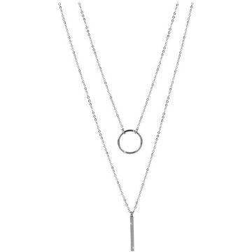 TROLI DOUBLE NECKLACE WITH STYLISH STEEL PENDANTS