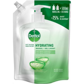 DETTOL HYDRATING ALOE VERA WASGEL HANDZEEP (NAVULLING) ZAK 500 ML