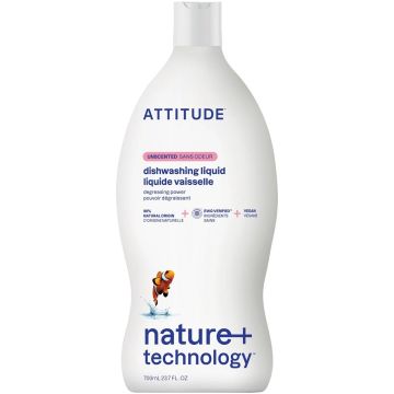 ATTITUDE LITTLE ONES NATURE+ TECHNOLOGY UNSCENTED DISHWASHING LIQUID AFWASMIDDEL 700 ML