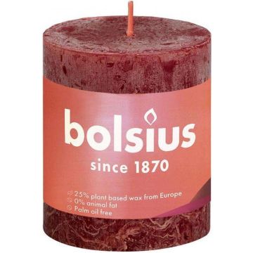 BOLSIUS RUSTIEK (BOLSIUS) RUSTIEK VELVET RED 80/68 STOMPKAARS 1 STUK