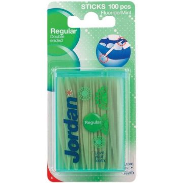 JORDAN STICKS REGULAR DOUBLE ENDED TANDENSTOKERS PAK 100 STUKS
