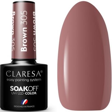 CLARESA COLOR SOAK OFF BROWN 305 UV/LED GELLAK 5 GRAM