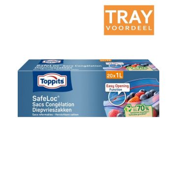 TOPPITS SAFELOC 1 LITER HERSLUITBARE DIEPVRIESZAKJES 12 X 20 STUKS