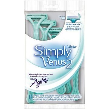 GILLETTE SIMPLY VENUS 2 (GILLETTE) 2 WEGWERPMESJES PAK 8 STUKS