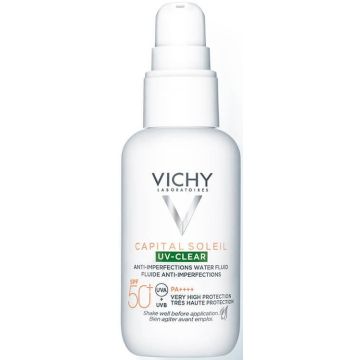 VICHY CAPITAL SOLEIL SPF 50+ UV CLEAR ANTI-IMPERFECTIONS WATER FLUID ZONNEBRANDCREME 40 ML