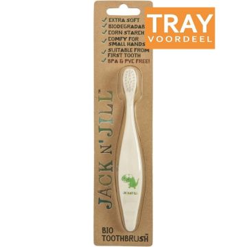 JACK 'N JILL DINO EXTRA SOFT TOOTHBRUSH TANDENBORSTEL TRAY 8 X 1 STUK