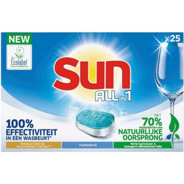 SUN ALL IN 1 VAATWASTABLETTEN PAK 25 STUKS