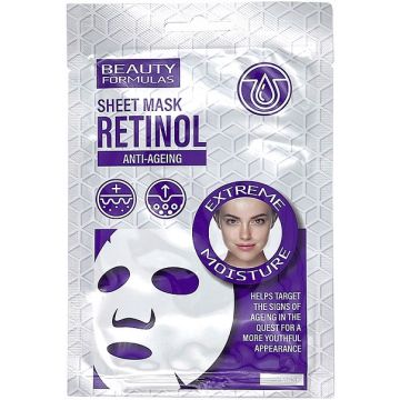 BEAUTY FORMULAS RETINOL (BEAUTY FORMULAS) RETINOL ANTI-AGEING SHEET MASK GEZICHTSMASKER ZAKJE 1 STUK