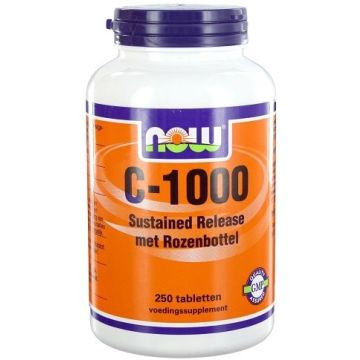 NOW C-1000 SUSTAINED RELEASE MET ROZENBOTTEL TABLETTEN POT 250 STUKS